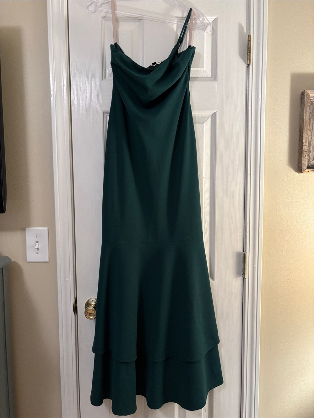 Lulu's Dark Green Cowl Neck Tiered Midi Dress